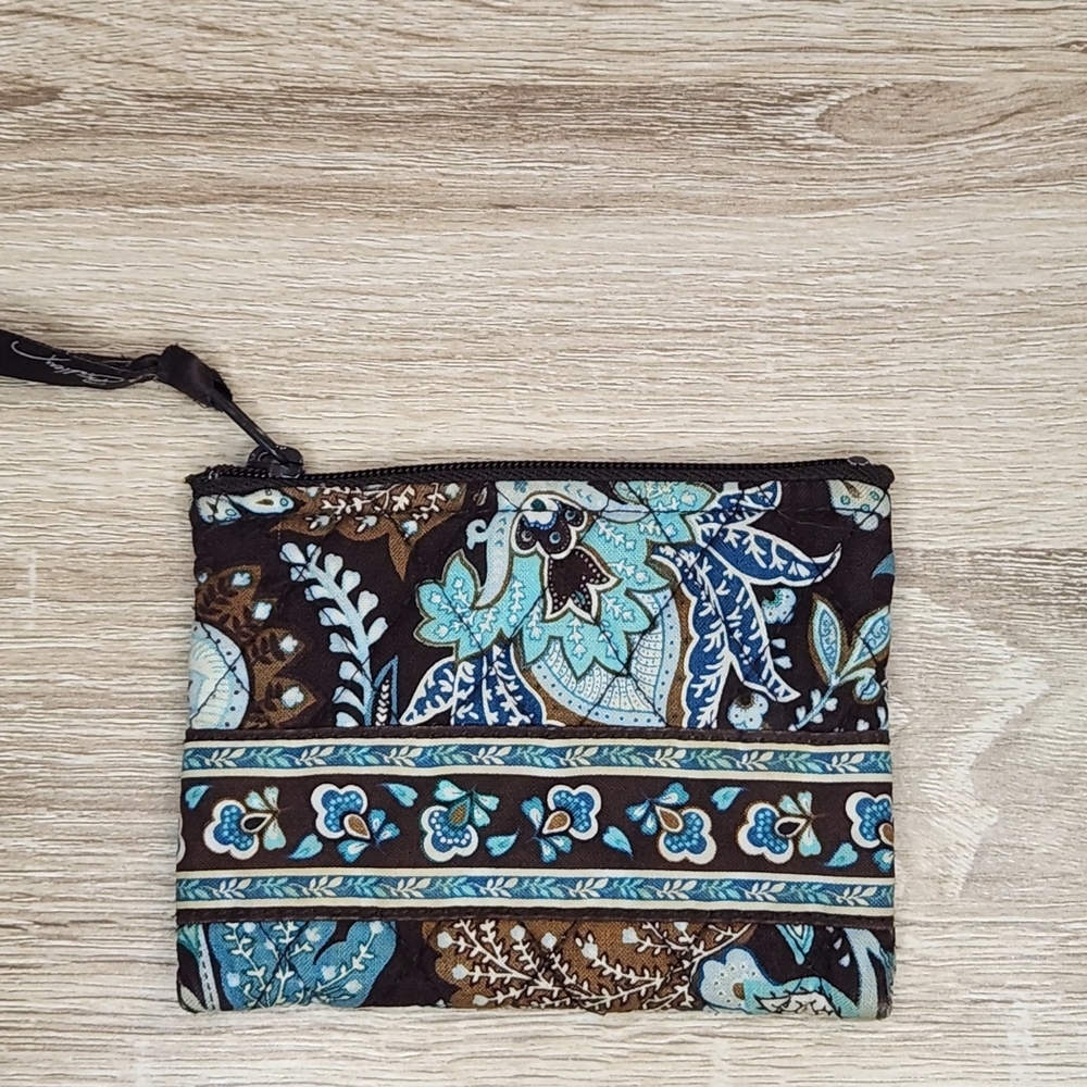 Vera Bradley Blue and Brown Paisley Wristlet